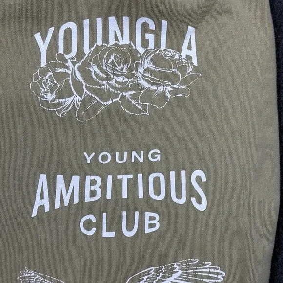 YoungLA Sweatpants Mens Medium Beige Graphic Joggers Streetwear - Picture 6 of 9